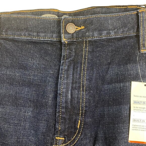 Old Navy 44x30 Loose Fit Blue Jeans Old School Denim Straight Leg Dark Wash NWT - Picture 3 of 11